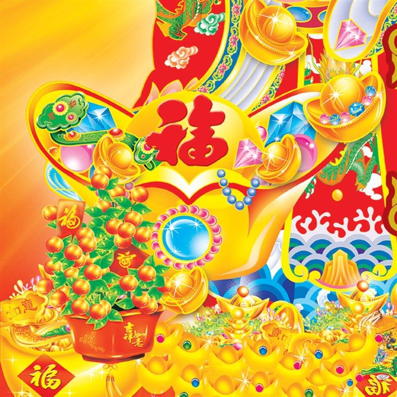 高清财神画像挂画 财源广进画书房客厅装M饰画 丝绸卷轴画定制