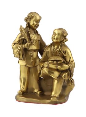 纯铜和合二圣摆件新婚卧室婚房装饰品夫妻结婚礼T物婚庆婚礼工艺