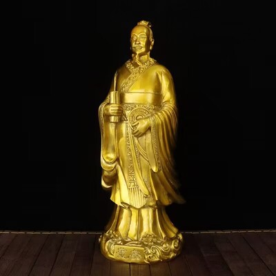 全铜范蠡雕像摆件商n圣文财神铜像客厅玄关装饰品中式送礼工艺品
