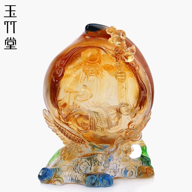 琉璃工艺品寿桃寿星公摆件客厅酒C柜装饰老人长辈生日祝寿贺寿礼