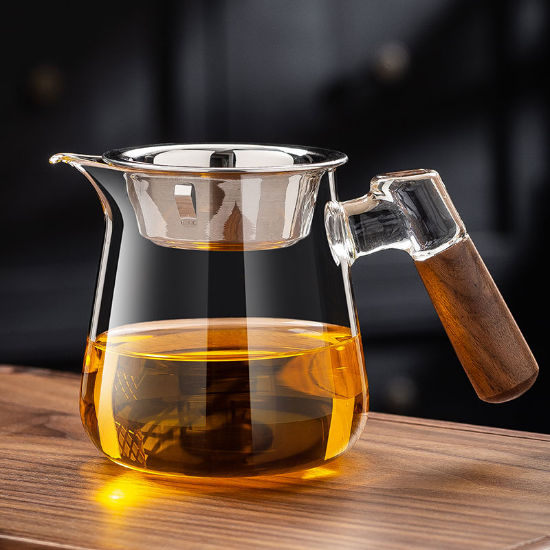 新款木把玻璃公道杯套装
