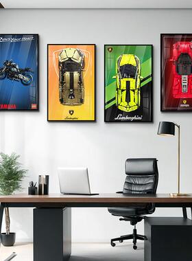 积上墙立体版实物画A239赛车模型202木5相框床男孩卧室儿童头LED