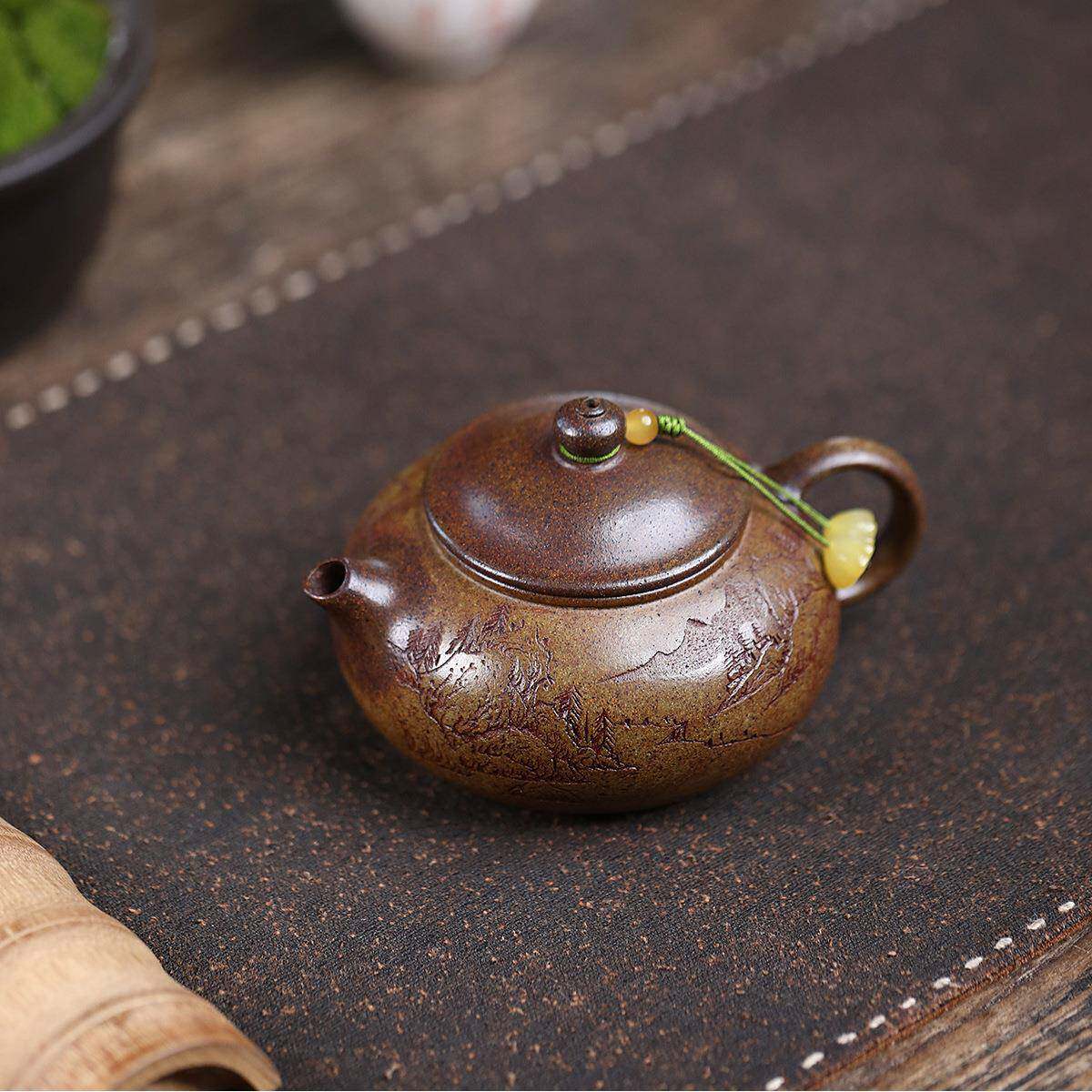 寒爆款宜兴紫砂壶匠人工制作原柴矿烧沉香泥小手ZHIFU-54品江茶具