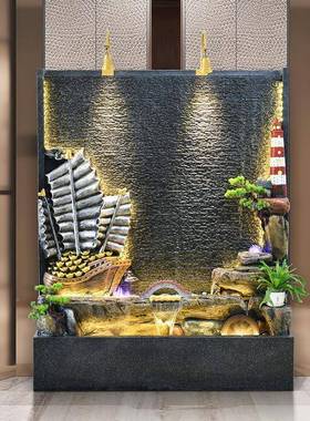 水幕墙流水屏风假山摆件环水玄关水办公室院喷UWD泉鱼池背循庭景