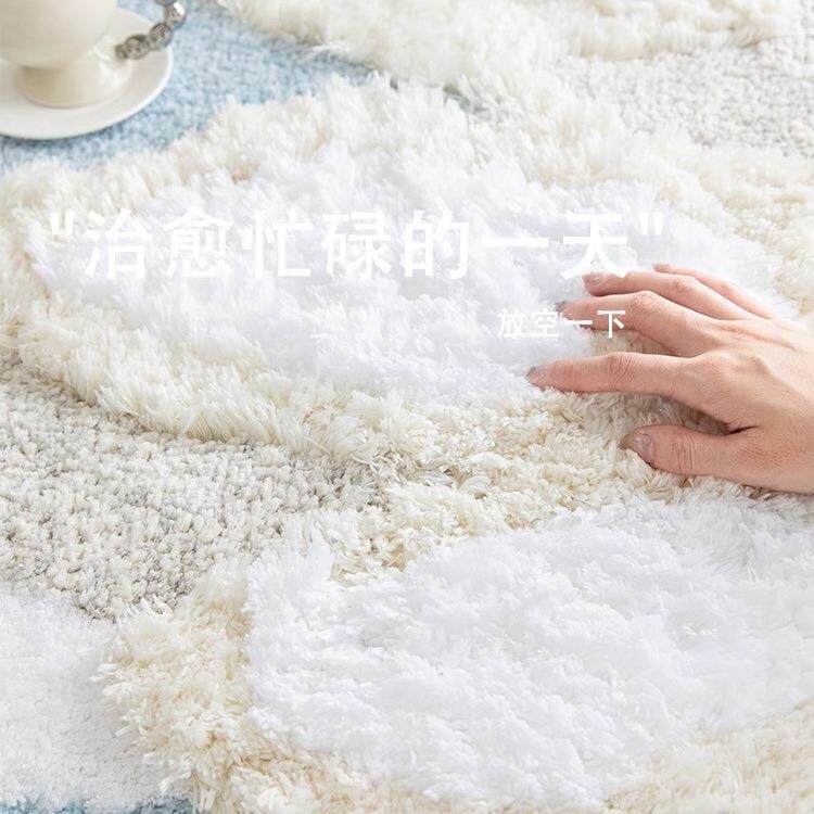 卧室圆形小地厅毯梳式妆台妆凳脚垫F98M9MJ7客法房间布化置衣帽间