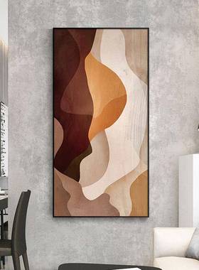 橙色抽象轻奢玄关竖装饰画现代头简约版挂画C-004样间板过道走廊