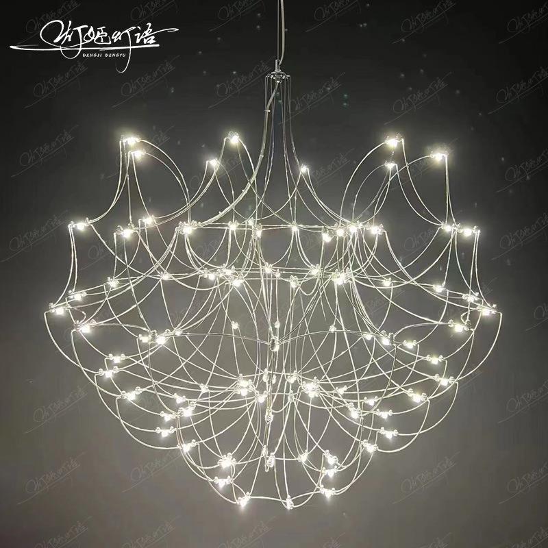 复E式楼别墅LD899萤火虫吊灯大气后现代创意轻奢客餐厅楼水梯晶厅