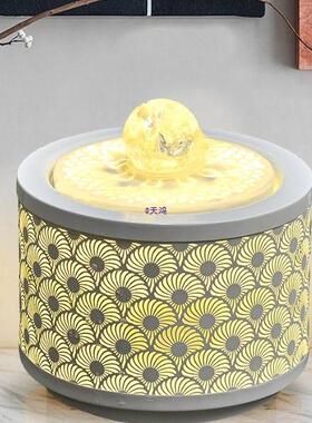 桌面现代家居轻奢环流YNN水生财水轮摆循件迷你风水晶球