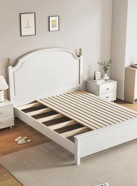 奶油风白色实床1.8米代简木约家QWW现主卧小户型单双人用1.5储物