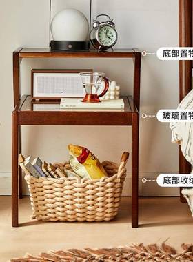 家逸木几茶几双沙发边几小层茶实几小75344户型创意茶边桌