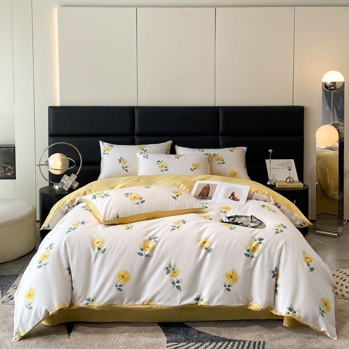 端60支纯棉长绒棉数码花四件花HCN绘系列家用被套套床单款印舒高