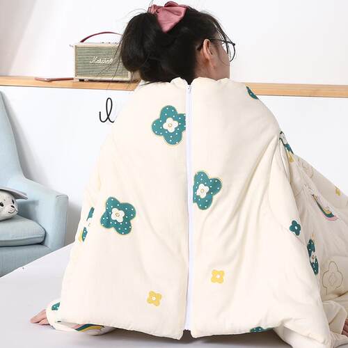 纯棉袖枕被车QBL-1032载可穿戴厅客被服午睡看电视保暖衣被抱款靠