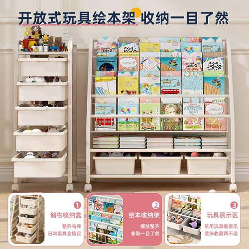 儿童本书架ZWJ-6945家用宝宝玩具架简易可移绘动多层玩物架落地具