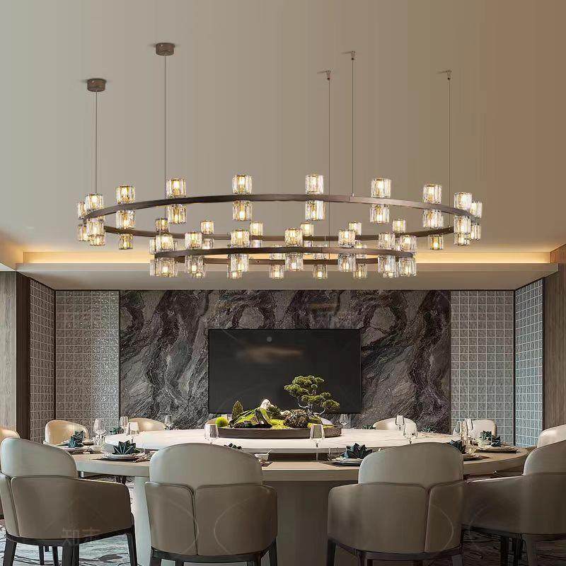 新中式厅形包厢餐吊灯酒店大堂饭包店间家用客厅圆玻璃双层水304,家装灯饰光源,智能吊灯,淘宝优惠券,粉丝福利购,淘宝优惠卷