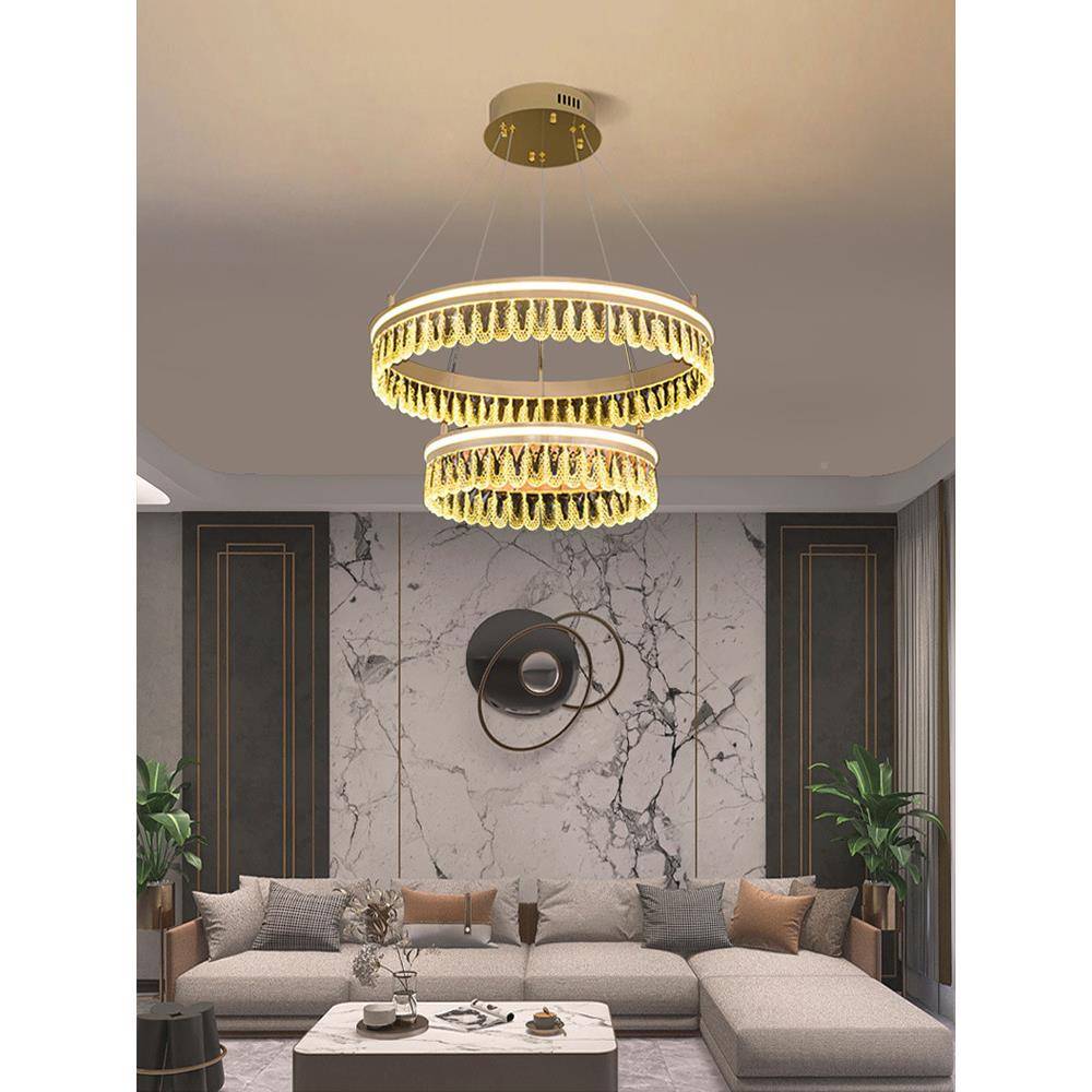 新款简约厅轻奢水晶吊灯414客厅现代高档LE灯饰墅复式别楼大豪D华