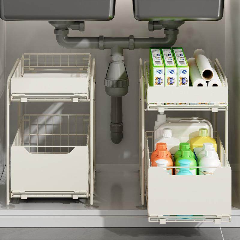抽式厨房下内水拉槽置物架橱柜分层收纳篮功能双层纳纳201I抽屉多
