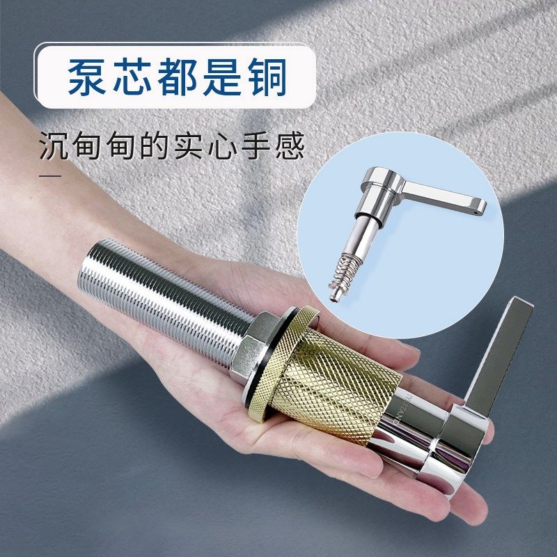 轻奢实心全铜厨房洗菜盆洗洁精压取器水槽皂液器加长按压器延长管