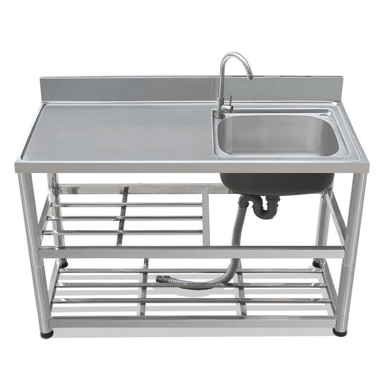不锈钢水槽家用单槽双槽厨房洗菜盆双盆带支架洗碗池一体成型