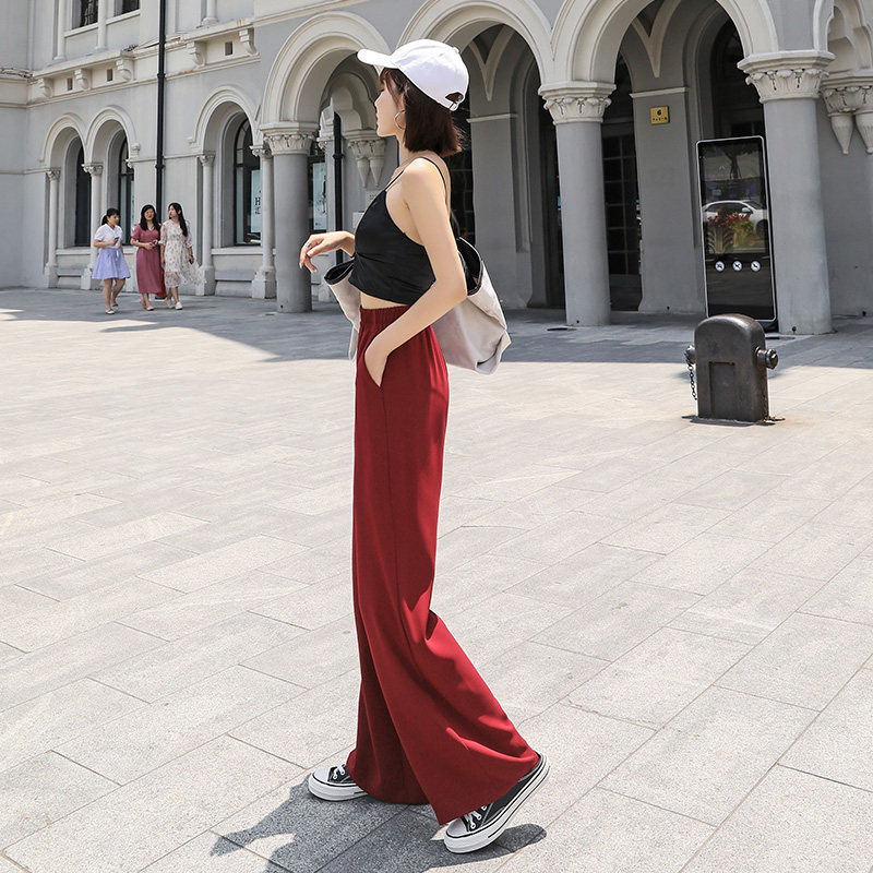 阔腿裤女高腰垂感显瘦坠感宽松黑色直筒薄春秋西装裤加长拖地裤子