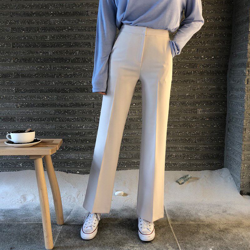 韩版高腰直筒裤显瘦修身弹力百搭休闲长裤女2024秋冬新款小个子潮