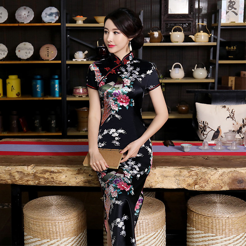 旗袍女夏2025年新款改良版妈妈装加肥加大码长款复古气质中国风