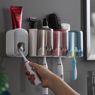 牙刷置物架免打孔漱口q杯刷牙杯挂墙卫生间壁挂式架子电动家庭套