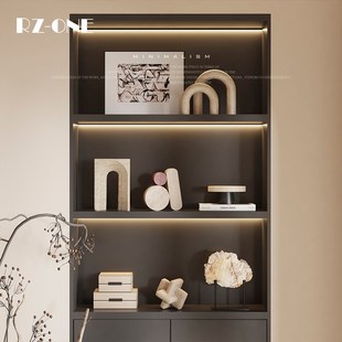 Rzone 侘寂风原木复古民宿墙壁层架开放格软装配饰氛围感酒柜摆件