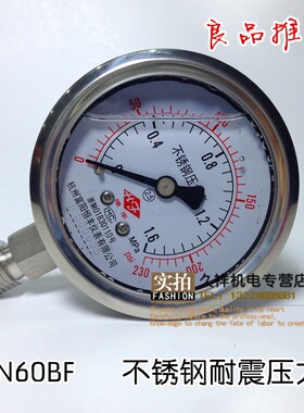 YN60BF不锈钢耐震压力表 0-40mpa耐腐蚀防腐高温蒸汽压力表