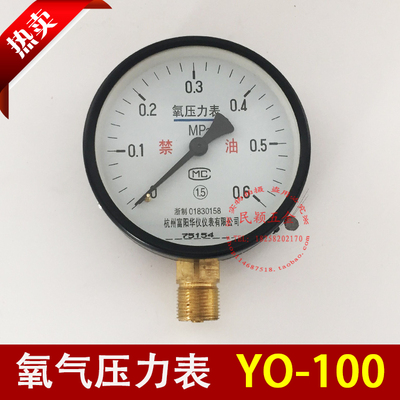 富阳华仪仪表 氧气压力表 禁油压力表 YO-100 M201.5