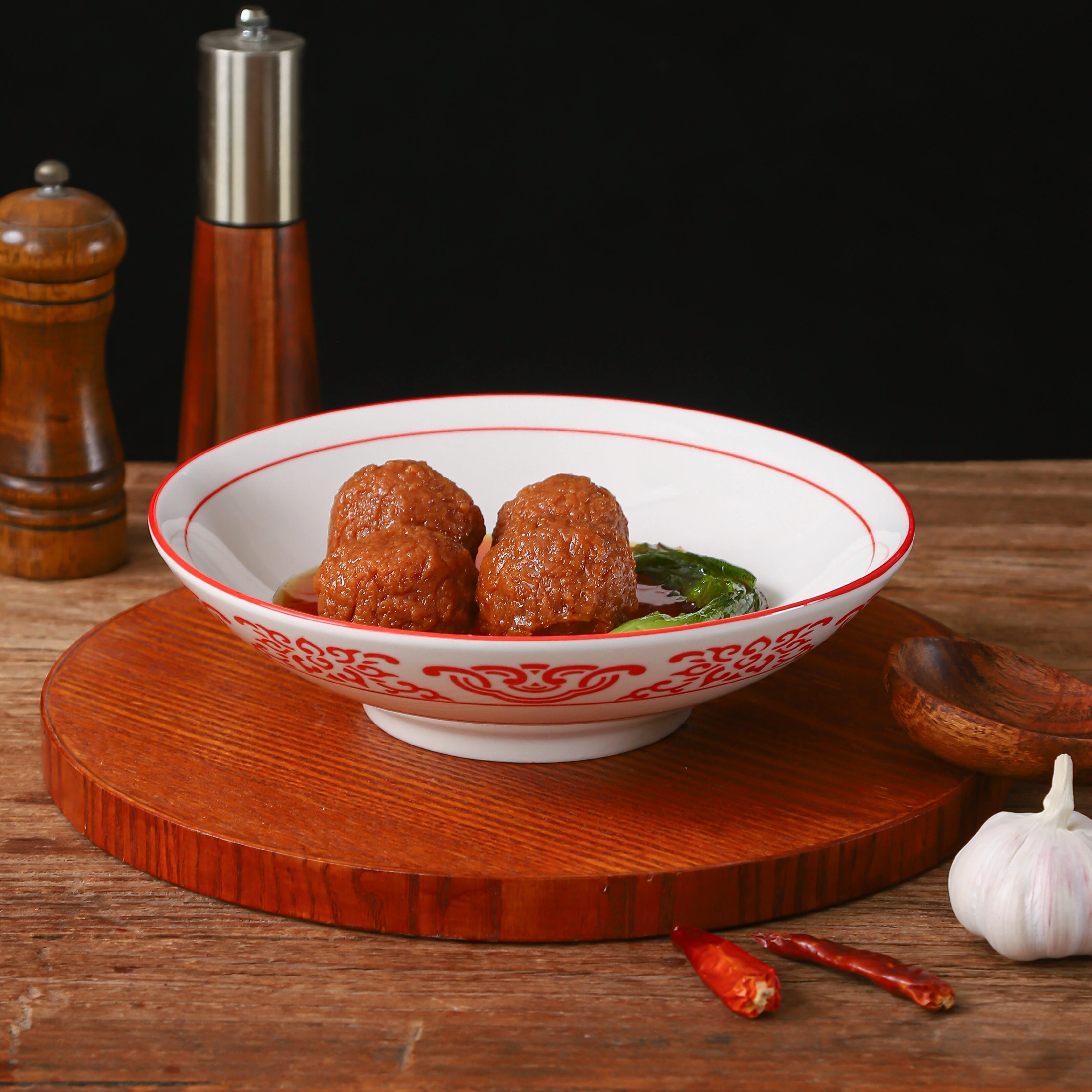 中式湘菜餐具汤盆小炒盘个性饭店农家乐菜盘商用陶瓷圆形炒菜盘碗