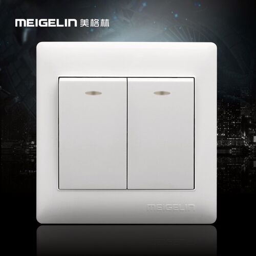 86型墙壁开关插座面板二位2开两开双开二开单控双联荧光象牙白