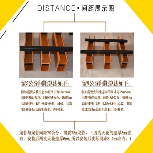 生态木50*90U型卡扣天花配套龙骨吊筋组合格栅天花绿可木吊顶材料