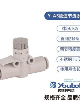 优铂利新款管道节流阀AS1002F-04A/06A AS2052F-08A直通调速接头