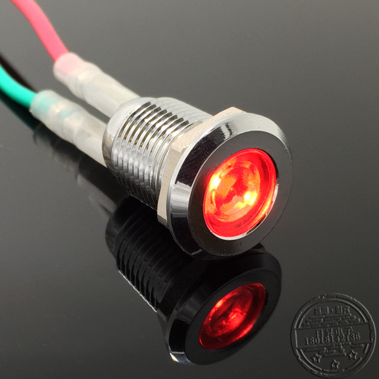 12MM金属电源LED信号指示灯6v12v24v220v可带线防水焊脚