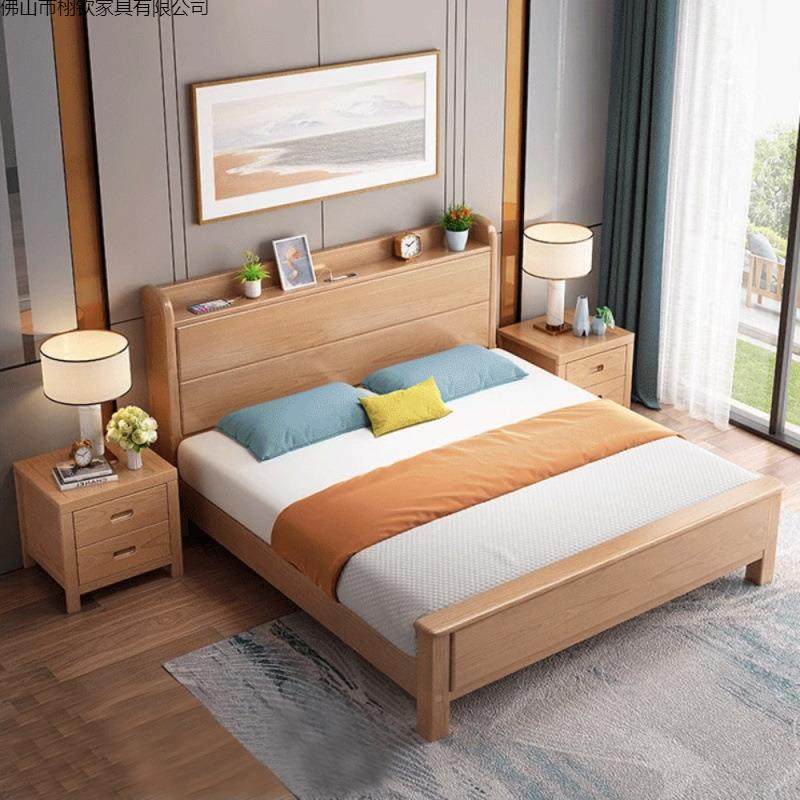 木床1实木床主卧1.米双人8床现代简约1.2米1819#榉.35m.5米原木床