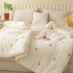 类双层纱大纤维被A子冬被ZEN胎加厚保暖单双人豆秋被褥儿童棉被春