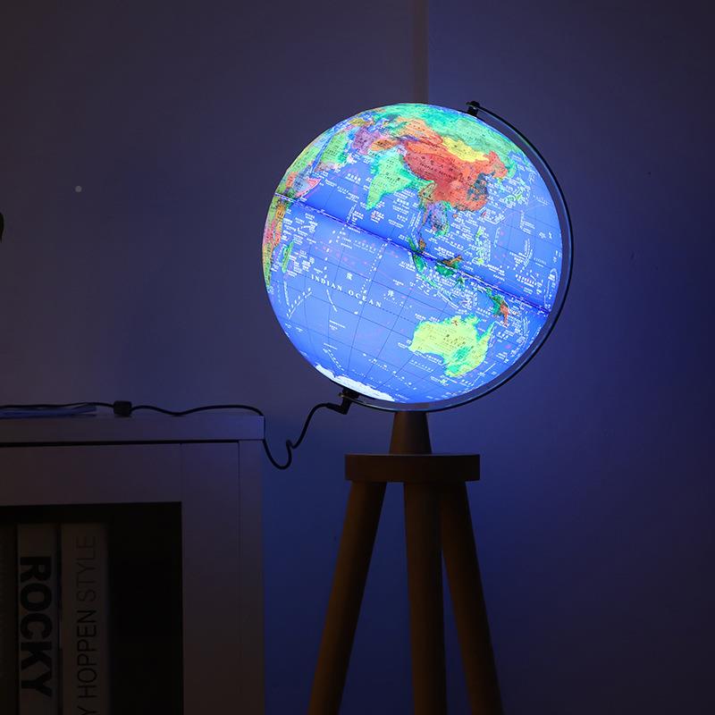 美式YPL地球仪大号家设居摆办公室书房LED发球厅光客摆件落地地仪