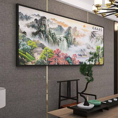 富山居图春十字2025新款线绣客厅山水景风绣满绣自11CTAk21己绣手