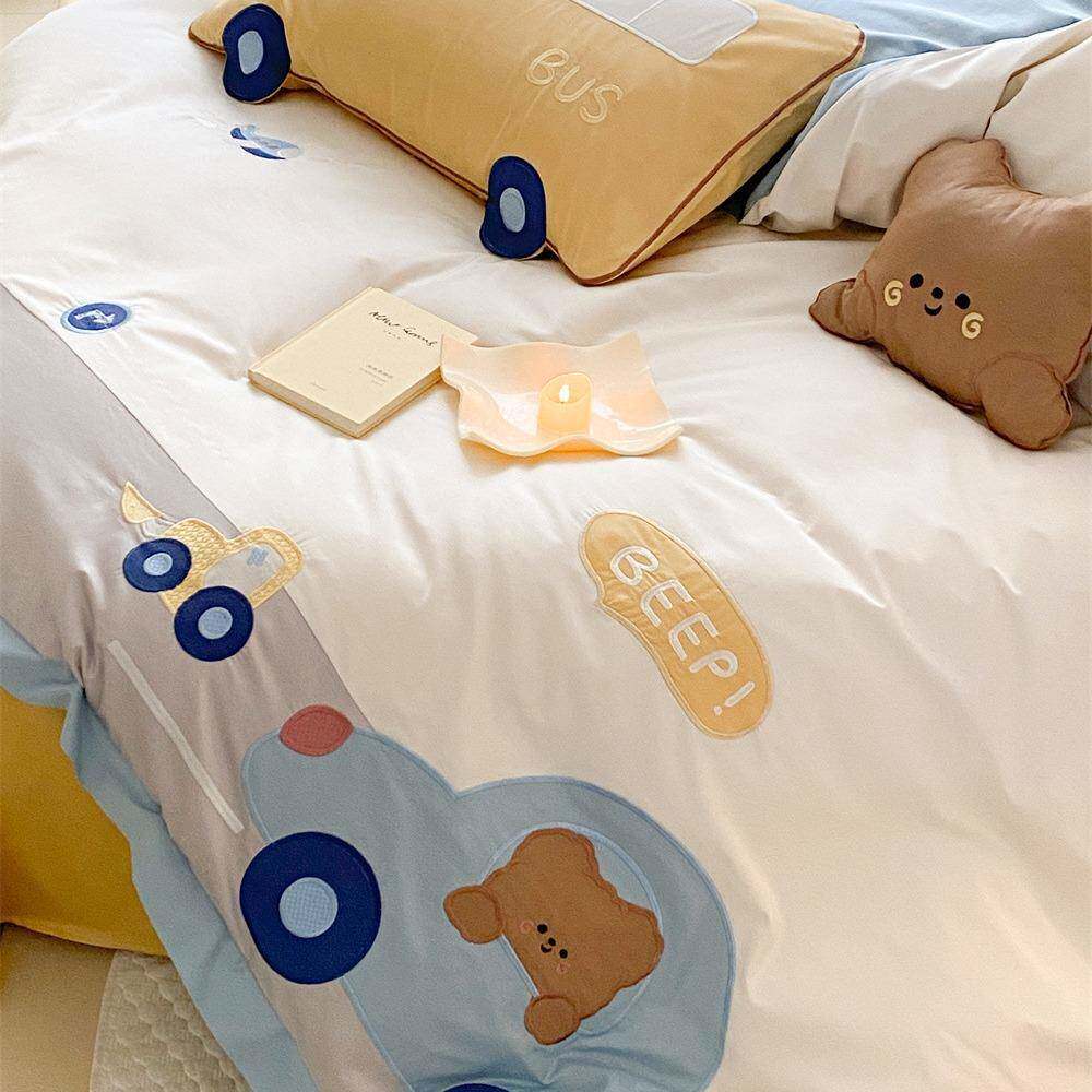 童澳DGV四件套纯卡通小棉棉汽车贴布刺绣被套儿三件套床品