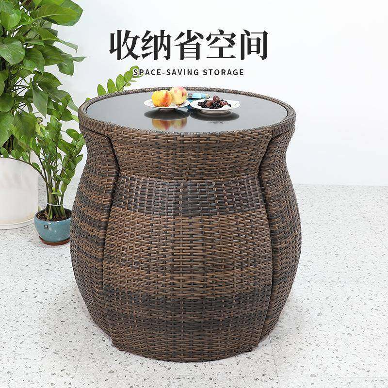 阳台藤椅闲三件套藤户外庭院组合小RSV露桌椅休茶几室外台网红编