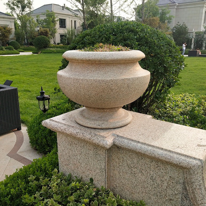 厂家直销石雕花盆 欧式花钵底座 花坛周围摆饰石花盆
