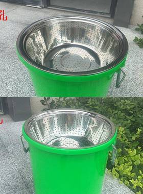 房沥水桶垃圾桶厨余垃圾干厨湿分52720离厨桶过滤不锈钢漏泔盆餐