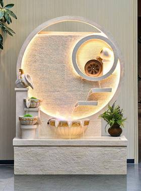 厂VVL家直销新中式简室墙水幕流水摆件约客厅茶假山装饰办公室风