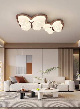 蝴62蝶中古风吸顶灯主卧眼室间灯实木复古房厅大灯LED护灯具创客