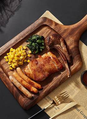 实DYL木牛披排用木质萨盘牛扒木板家餐具木盘木头盘托盘西餐摆B&