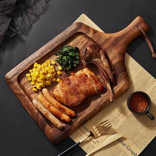 实DYL木牛披排用木质萨盘牛扒木板家餐具木盘木头盘托盘西餐摆B&