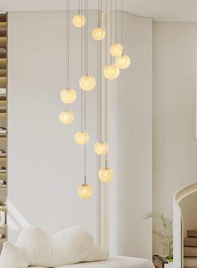 简约现代轻奢创意楼梯长o吊复式楼别墅转l灯ft公寓跃层400中空旋