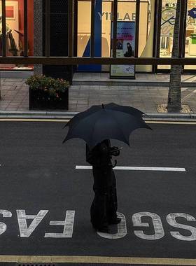 长哥特化柄伞晴雨两用亚文暗黑雨伞女自ILT动太阳伞黑胶系防晒