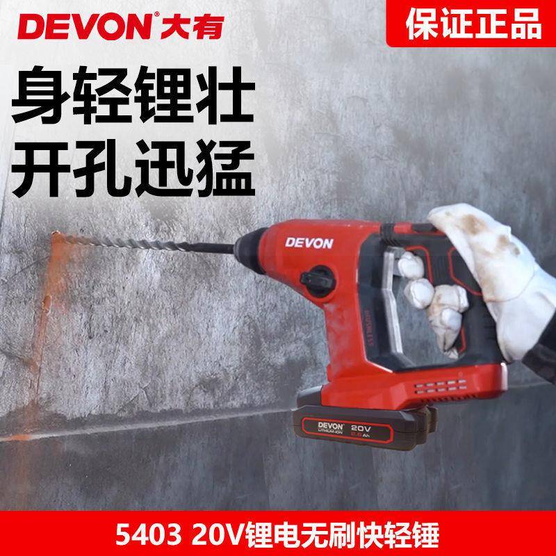 大有20V锂电轻型无刷电锤工业级充击电冲钻无3电线动工具5RTP40电