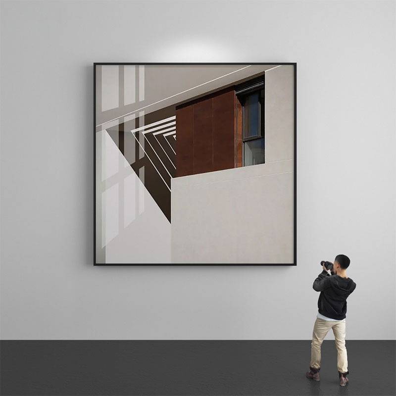 正方形现代极简装饰画入户玄关走廊挂画客厅餐厅主卧室艺术感壁画图片